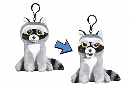 Мягкая игрушка Feisty Pets - Енот серый, 11 см, с карабином 