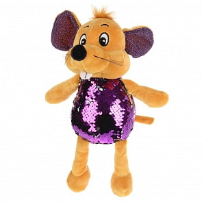 Игрушка мягкая - Мышка фиолетовая блестяшка, 16 см (Мульти-пульти, 20278TNS)