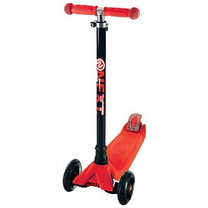 Самокат 3-колесный с алюминиевым корпусом, полиуретановыми светящимися колесами 120 и 76 мм., цвет – красный (Next, S101REDsim)