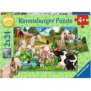 Пазл - Клуб животных, 2 пазла по 24 детали (Ravensburger, 07830)