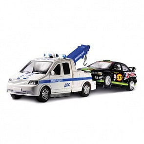 Эвакуатор ДПС с машиной, свет-звук, металлический, инерционный (Технопарк, CT1241W)