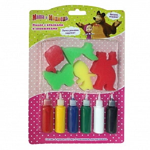 Набор с красками и спонжиками, Маша и Медведь (Росмэн, 31075ros)