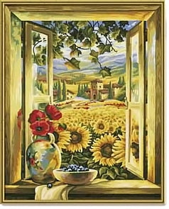 Раскраска картина Поле подсолнухов (Shipper, 9130405)