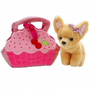 Мягкая игрушка Собака чихуахуа 19 см. в сумочке в виде кекса (Играем Вместе, CT181087-18A)