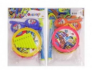 Набор музыкальных инструментов ДоРеМио - Маракасы, барабан, дудка, губная гармошка (ABtoys,  D-00077)