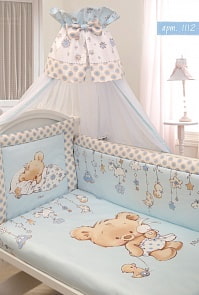 Комплект в кроватку 7 предметов – Mika, сатин, голубой (Золотой Гусь, 1112-z)