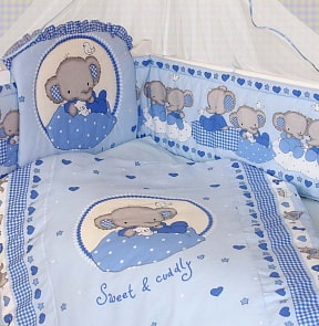 Комплект в кроватку – Слоник Боня, 7 предметов, голубой (Золотой Гусь, 1912-z)