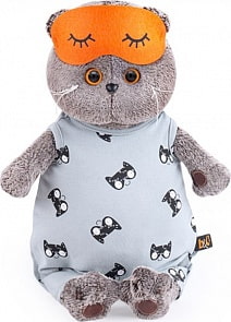 Мягкая игрушка – Басик в сером комбинезоне и маске для сна, 19 см (Budi Basa, Ks19-125)