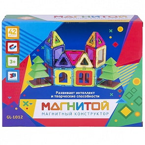 Конструктор магнитный – Дом с елочками, 42 детали (Магнитой, GL-1012)