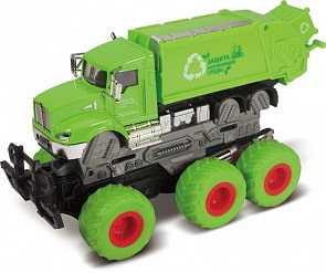 Мусоровоз с краш-эффектом, кабина die-cast, фрикционный, 6х6, 1:43 (Funky Toys, FT61088)