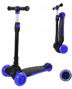 Самокат MobyKids, складной, широкая дека и колесо, 120 мм PU, свет (Moby Kids, 641279)