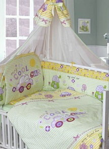 Комплект в кроватку – Cool Car, 7 предметов, зеленый (Золотой Гусь, 1244-z)