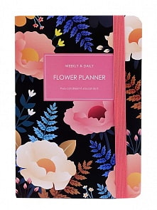 Планнер с дизайном Цветочки, формат А5, черный (МихиМихи, ММ07007)