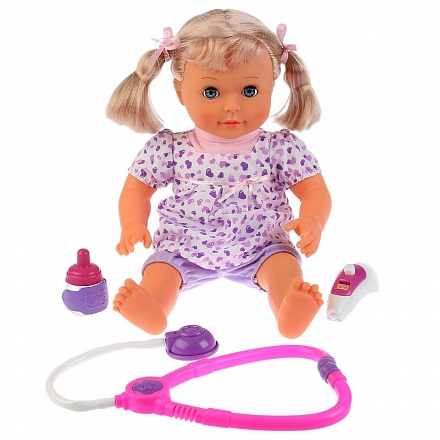 Интерактивная кукла - Марина, 40 см, 10 песен из м/ф, мягкое тело, болит ножка, с набором доктора 