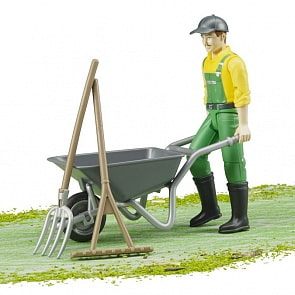 Фигурка фермера с тележкой и аксессуарами (Bruder, 62-610)