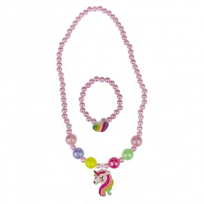 Набор украшений - Unicorn Bijou, 2 предмета: светло-розовые бусы сердце, браслет единорог (1Toy, Т19140)