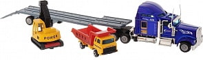 Набор - Автовоз металлический с краном и самосвалом (Junfa Toys, 1805-1E)