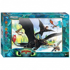 Пазлы – Как приручить Дракона-3, макси, 24 детали (Step Puzzle, 90043)