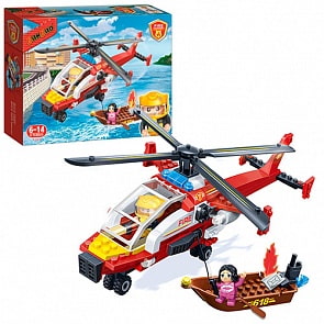 Конструктор - Пожарный вертолет, 191 деталь (Banbao,  7107)