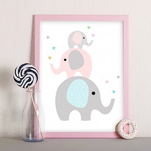 Постер – Слоники, размер А4 (Астел Медиа, 0051A4) (ассортимент)