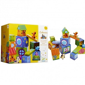 Набор - Кубанимо, 14 кубиков и 3 фигурки животных (Djeco, 09102k)