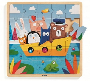 Деревянный пазл-вкладка - Лодочка (Djeco, 1816)