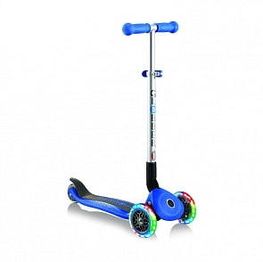 Трехколесный самокат Globber Primo Foldable Lights, синий, светящиеся колеса (Globber, 432-100)