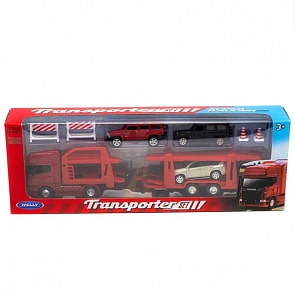 Игрушка-автовоз с 3 вседорожными машинами (Welly, 68023A)