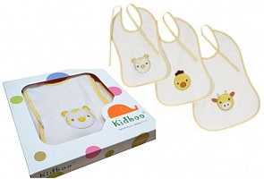 Набор нагрудников с вышивкой, 2 слоя, 100% хлопок, 3 штуки, животные (Kidboo, BN00602)