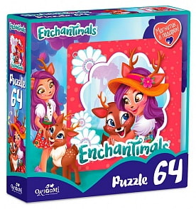 Пазл Энчантималс Данэсса Оленни и Спринт, 64 детали, магнитик (Origami, 03558)