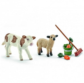 Набор по уходу за животными с теленком и ягненком (Schleich, 41422k)