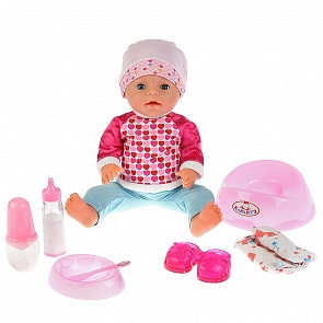 Интерактивный пупс с аксессуарами – Сашенька, 40 см, 8 функций, пьет и писает, поет 10 песен из мультфильмов (Карапуз, Y40BB-IC8F-RU)