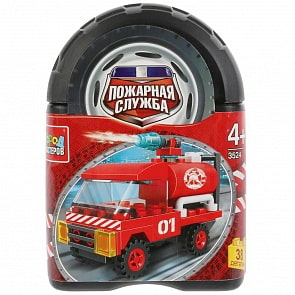 Конструктор - Пожарная машина, 38 деталей в банке (Город мастеров, 3524-BL)