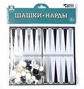 Игра настольная - Шашки-Нарды, европодвес (Десятое королевство, 04025ДК)