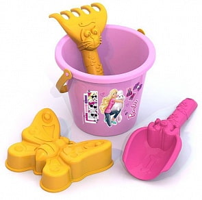 Набор для песка Barbie №1 – ведро, совочек Собачка, грабли Котенок, формочка (Нордпласт, Н-431836) (ассортимент)