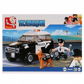 Конструктор - Полиция, машина с фигуркой, 78 деталей (Sluban, M38-B0639)