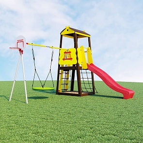 Дачный комплекс Избушка R 103.29.04 с качелями-гнездо (Romana, СГ000004328)