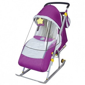 Детские санки-коляска – Ника детям 4, баклажан (Ника, НД4 БАКЛАЖАНsim)