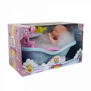 Пупсик в ванной с одеждой и аксессуарами, прозрачная коробка (1toy, Т14148) (ассортимент)