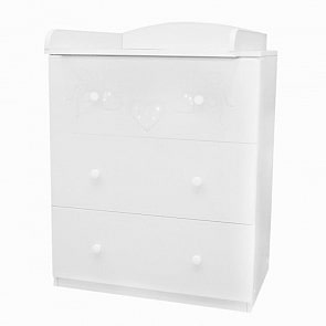 Комод детский ОСТРОВОК УЮТА  Бантики, съемный пеленальный стол (белый)