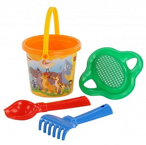 Набор Disney - Хранитель Лев №2: ведро малое с наклейкой, ситечко-цветок, совок №2, грабельки №2 (Полесье, 66640)