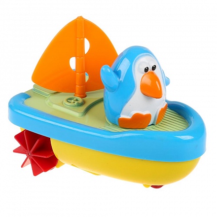 Заводная игрушка для ванны Пингвиненок-капитан, разные цвета  