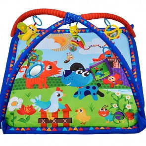 Коврик развивающий Домашние животные, 5 развивающих игрушек с книжкой-шуршалкой (Жирафики, 939313)