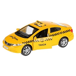 Инерционная металлическая машина Honda Civic - Такси, 12 см, открываются двери (Технопарк, CIVIC-T) - миниатюра
