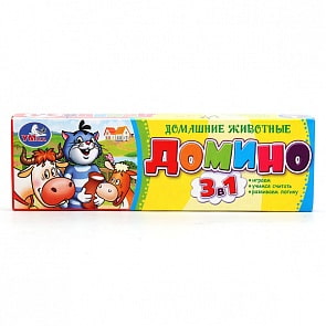 Домино "Простоквашино - Домашние животные" 3-в-1 (Умка, 4690590069455sim)