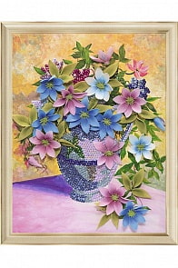 Мозаика из пайеток на холсте - Клематисы (Волшебная мастерская, МХ-07вм)