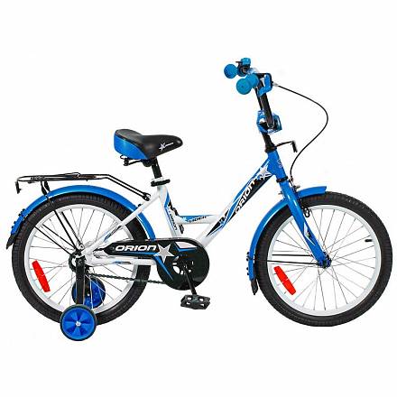 Двухколесный велосипед Lider Orion диаметр колес 18 дюймов, белый/синий 