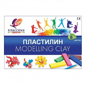 Пластилин Классика Детство, 8 цветов, стек, 160 грамм (Луч, 12С867-08)