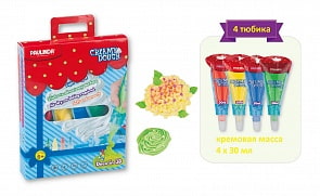 Масса мягкая 3D для моделирования и декорирования, 4 тюбика (Paulinda, 160001)