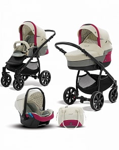 Коляска детская Noordi Polaris SP 3/1, бежевая с красным (Noordi, 383655/SP)